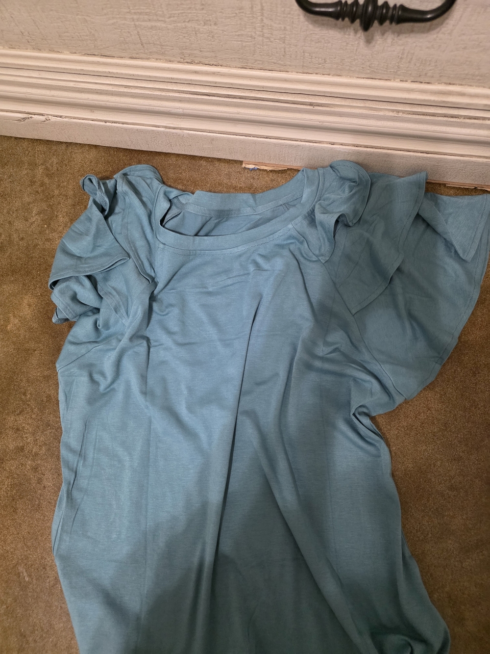 Flutter Sleeve Casual Top in Light Teal Blue